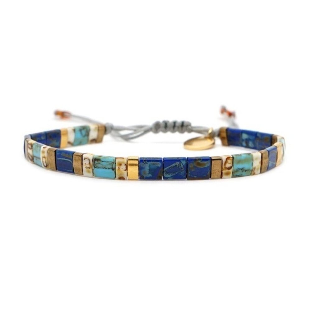 Miyuki Tila Bead Knitted Tie Bracelet